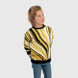 Свитшот детский Волнистые вертикальные чёрно-жёлтые полосы, цвет: 3D-черный — фото 2