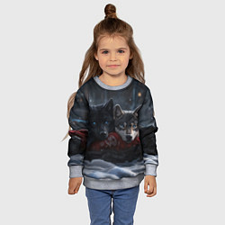 Свитшот детский Love wolfs, цвет: 3D-меланж — фото 2