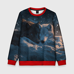 Детский свитшот Влюбленные волки лежат вместе