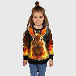 Свитшот детский Зайчик в огне, цвет: 3D-черный — фото 2