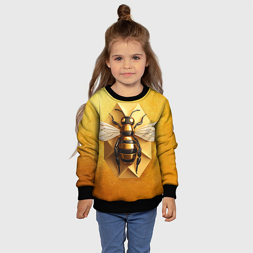 Детский свитшот Пчела на золоте / 3D-Черный – фото 4