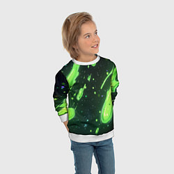 Свитшот детский Зеленые кислотные брызги, цвет: 3D-белый — фото 2