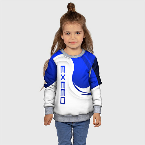 Детский свитшот Exeed - синий и белый / 3D-Меланж – фото 4