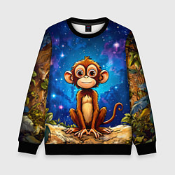 Свитшот детский Обезьянка в звездную ночь, цвет: 3D-черный