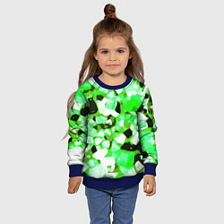 Свитшот детский Green and white abstraction on a black background, цвет: 3D-синий — фото 2