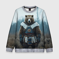 Свитшот детский Воин русский медведь, цвет: 3D-меланж