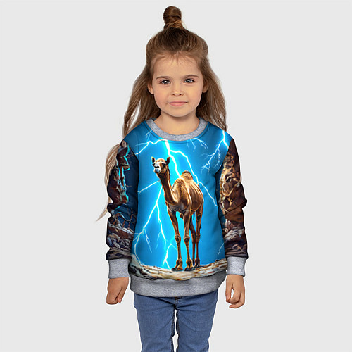 Детский свитшот Верблюд и удар молнии / 3D-Меланж – фото 4