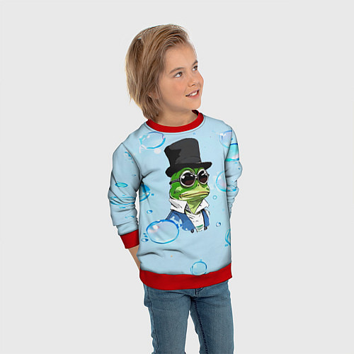 Детский свитшот Pepe в шляпе / 3D-Красный – фото 3