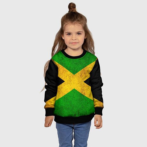 Детский свитшот Jamaica flag / 3D-Черный – фото 4