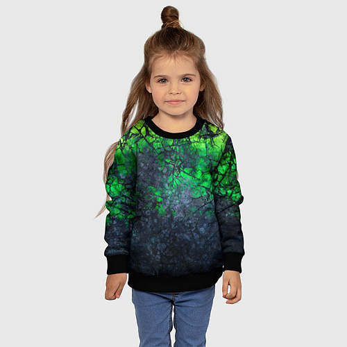 Детский свитшот Абстракция - acid web / 3D-Черный – фото 4