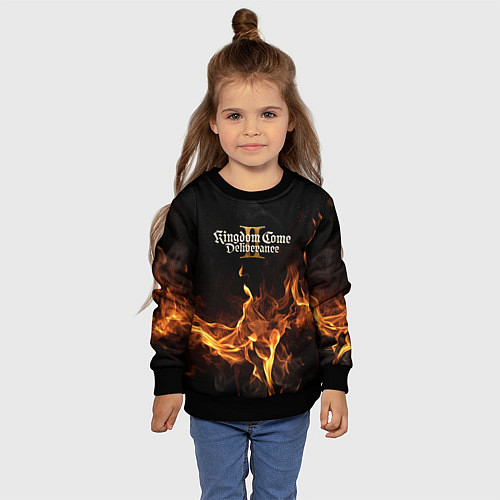 Детский свитшот Kingdom Come Deliverance 2 лого и огонь / 3D-Черный – фото 4