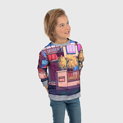 Свитшот детский Lo-fi японский стиль улица, цвет: 3D-меланж — фото 2