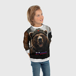 Свитшот детский Я русский - медведь солдат, цвет: 3D-белый — фото 2
