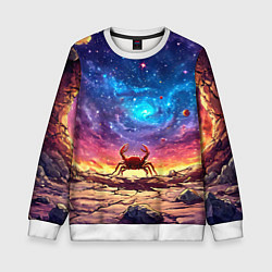 Свитшот детский Краб смотрит в космос, цвет: 3D-белый