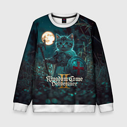 Свитшот детский Kingdom Come Deliverance 2 котенок рыцарь, цвет: 3D-белый