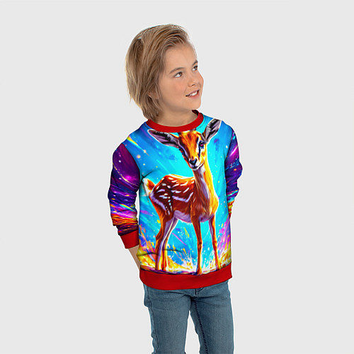 Детский свитшот Газель малыш / 3D-Красный – фото 3