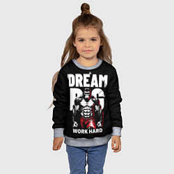 Свитшот детский Dream big - work hard monkey, цвет: 3D-меланж — фото 2