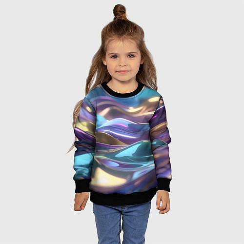 Детский свитшот Космические мягкие волны / 3D-Черный – фото 4