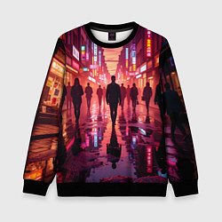 Свитшот детский Вечерний мегаполис, цвет: 3D-черный