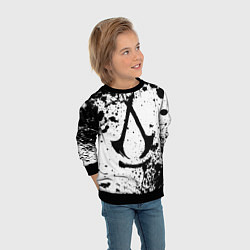 Свитшот детский Assassins creed shadows - черно-белые брызги, цвет: 3D-черный — фото 2