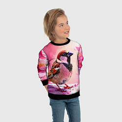 Свитшот детский Воробей в розовом, цвет: 3D-черный — фото 2