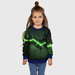 Свитшот детский Неоновая плита с зеленым разломом, цвет: 3D-синий — фото 2