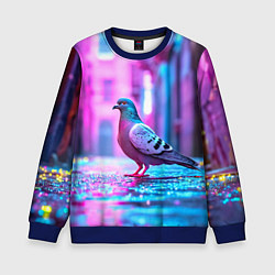 Свитшот детский Голубь в ярком городе, цвет: 3D-синий