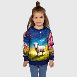 Свитшот детский Овечка и звездное небо, цвет: 3D-синий — фото 2
