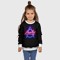 Свитшот детский Анархия - неоновое свечение, цвет: 3D-белый — фото 2