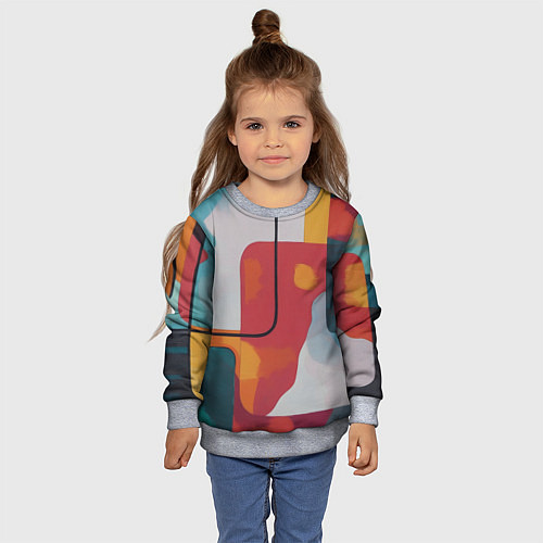 Детский свитшот Абстракция с прямоугольниками / 3D-Меланж – фото 4