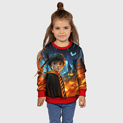 Свитшот детский Гарри Поттер на фоне огня, цвет: 3D-красный — фото 2