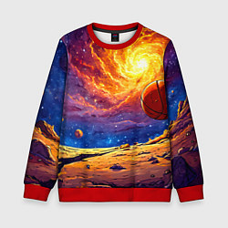 Свитшот детский Баскетбольный мяч и космос, цвет: 3D-красный