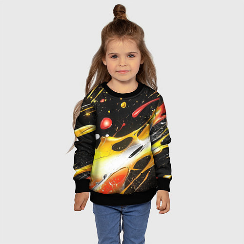 Детский свитшот Текстура краска / 3D-Черный – фото 4