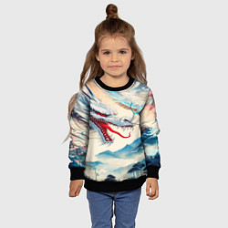 Свитшот детский Дракон на фоне японского пейзажа, цвет: 3D-черный — фото 2