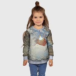 Свитшот детский Искрящийся мандарин на снегу, цвет: 3D-меланж — фото 2