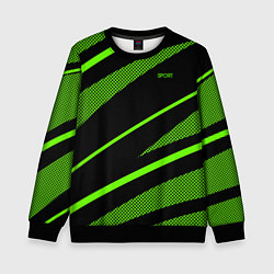 Свитшот детский Sport чёрный и зелёный полосы, цвет: 3D-черный