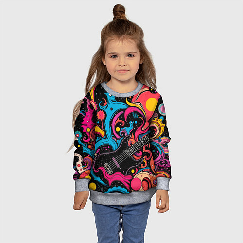 Детский свитшот Psychedelic abstract guitar / 3D-Меланж – фото 4