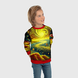 Свитшот детский Neon galaxy - ai art fantasy, цвет: 3D-красный — фото 2