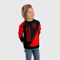 Свитшот детский Ghost of Tsushima - red gradient вертикально, цвет: 3D-черный — фото 2