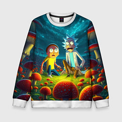 Свитшот детский Rick and Morty on the fly agaric planet, цвет: 3D-белый