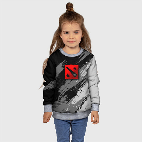 Детский свитшот Dota 2 - монохромный серый / 3D-Меланж – фото 4