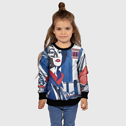 Свитшот детский Девушка с красным шарфом, цвет: 3D-черный — фото 2