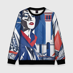 Детский свитшот Девушка с красным шарфом