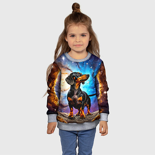 Детский свитшот Такса в космосе / 3D-Меланж – фото 4