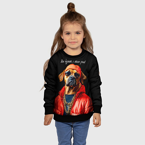 Детский свитшот Все дуреют с этого рэпа / 3D-Черный – фото 4