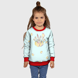 Свитшот детский Кролик радостный с яйцами, цвет: 3D-красный — фото 2