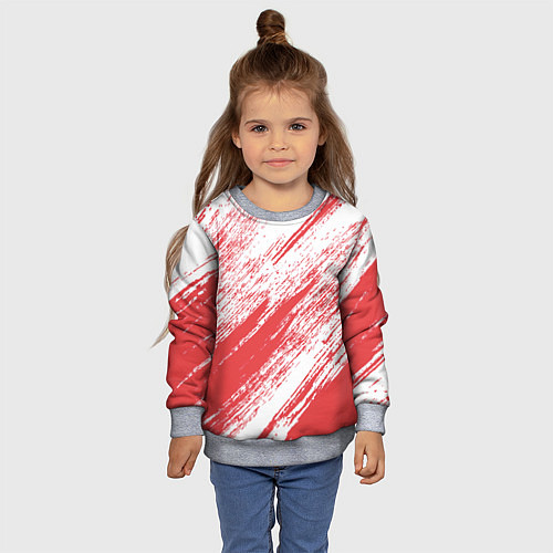 Детский свитшот The color is white and red / 3D-Меланж – фото 4