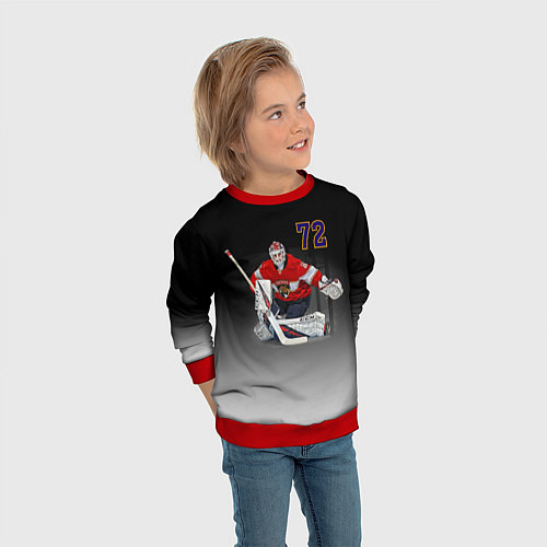 Детский свитшот Sergey Bobrovsky is goalkeeper of the Florida Pant / 3D-Красный – фото 3