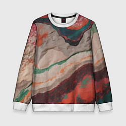 Свитшот детский Абстракция из бумаги и краски, цвет: 3D-белый