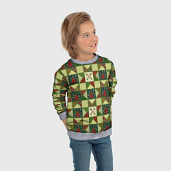 Свитшот детский Лоскутный рождественский узор, цвет: 3D-меланж — фото 2